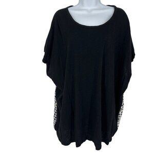 Torrid Womens Short Sleeve Black & Gingham Floral Back Panel Top Size 3X